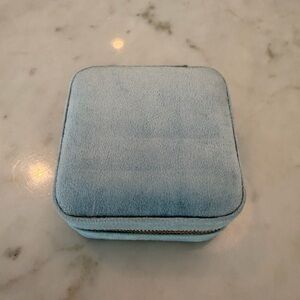 Light Blue Velvet Jewelry Case - Square Zipper Case, never used
